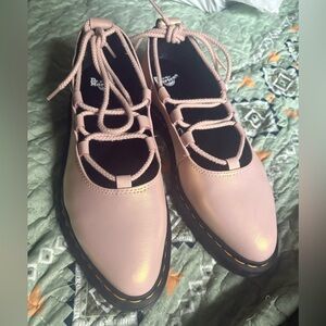 Dr. Martens Elphie II - Iridescent Leather Ballet Flats (Powder Pink + Gold)